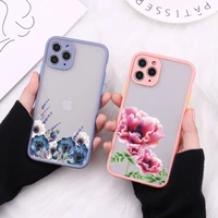 flower painted phone case for iphone 11 12 13 pro max xr x xs max 6s 7 8 plus se 2020 protective hard back shockproof cover