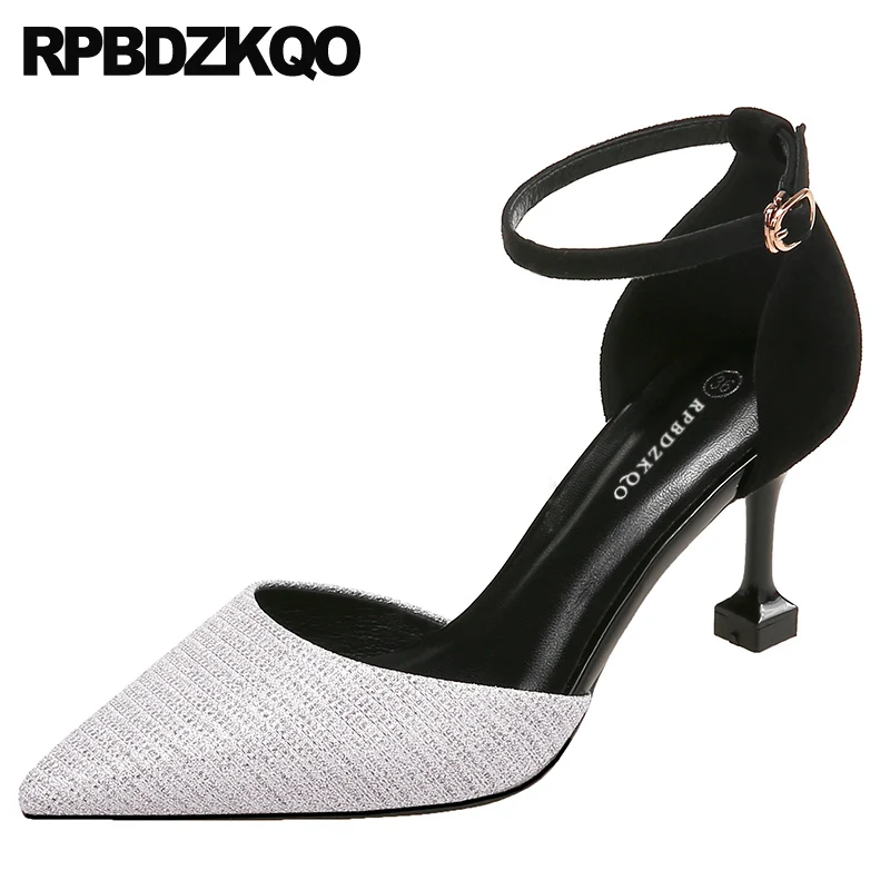 

Серебряные блестящие туфли-лодочки»; Розовые женские сапоги на высоком каблуке женские балетки с острым носом Ремешок на щиколотке на кабл...