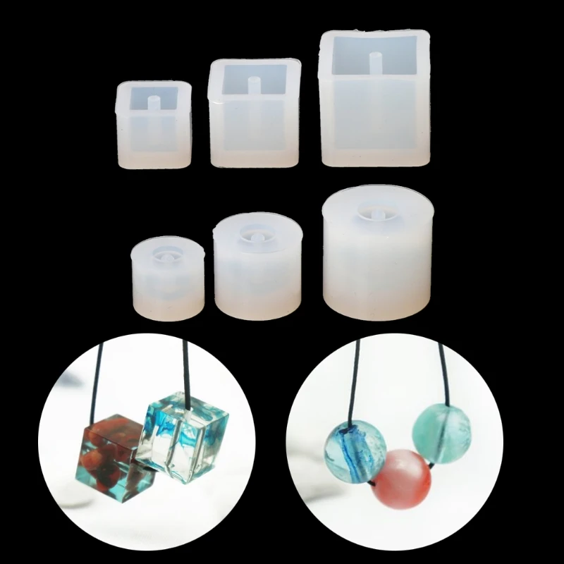 

6pcs Silicone DIY Beads Mold Bracelet Earring Pendant Jewelry Making Resin Mould N58F