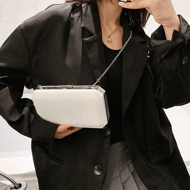 

Fashion Solid Color Designer Dinner Bag Women 2021 Luxury Chain Messenger Bags Classic Hasp PU Leather Tote Handbags Chic Purses