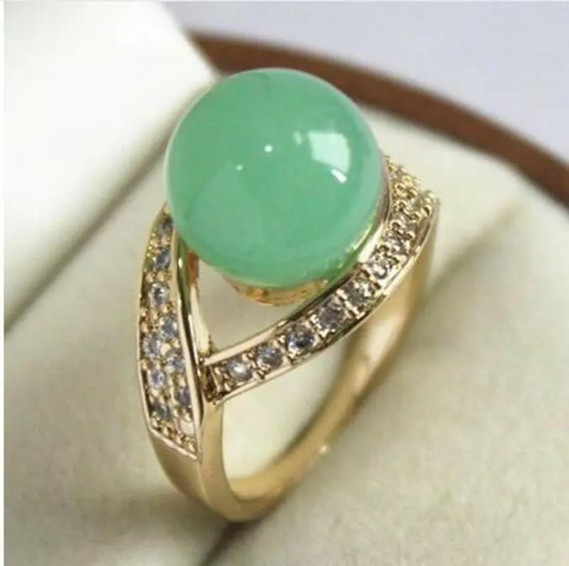 

Pretty 12MM Green Jade Women' s Ring AAA Size 6-9