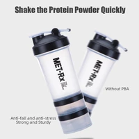 portable sport water cups protein shaker water bottles outdoor travel carrying bottle 3 layers design sports shaker bottle