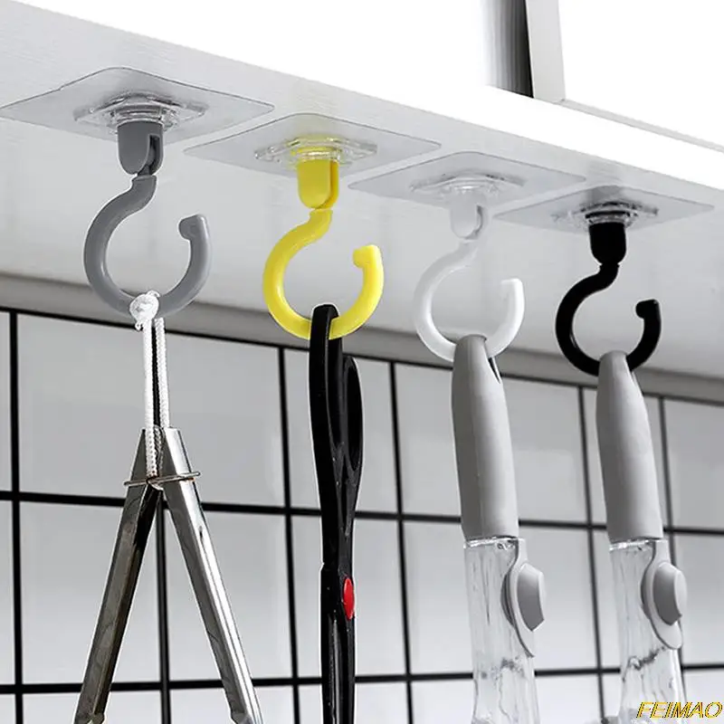 

2x Rotatable Hangers Strong Stick Self Adhesive Wall Hooks Storage Holders In Bathroom