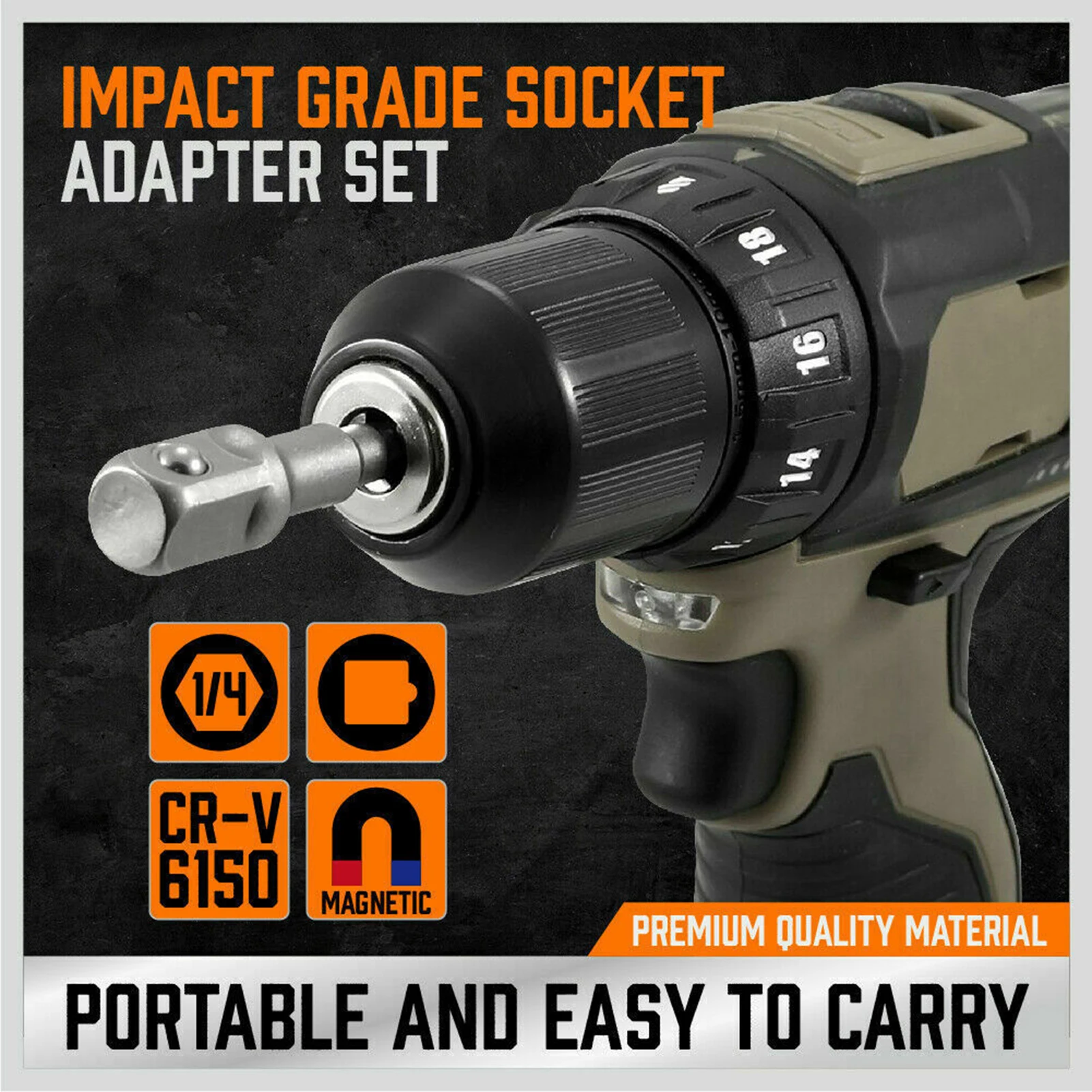 

6Pcs 6'' & 3'' Impact Grade Socket Adapter Set 1/4'' 3/8'' 1/2'' Drive 1/4'' Hex Shank