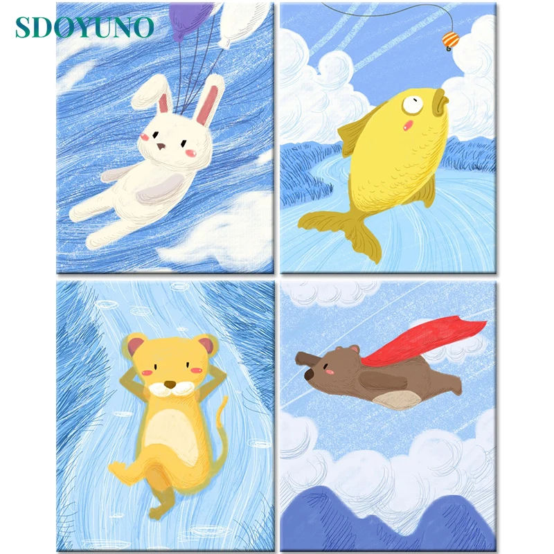 

SDOYUNO 60x75cm Painting By Numbers Cartoons DIY Pictures By Numbers For Adult Frameless Animals Digital Painting On Canvas