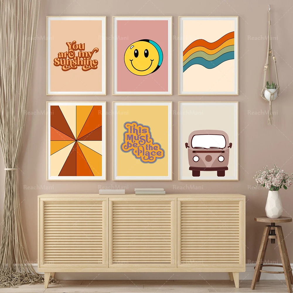 

Fashionable wall art 70s retro printing bohemian gallery wall decoration poster