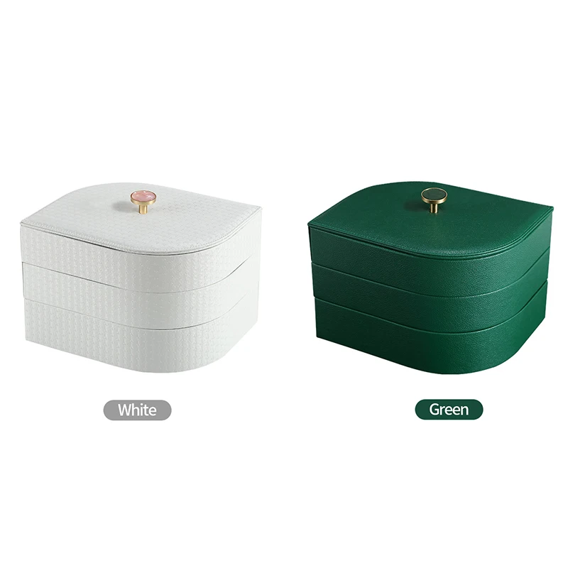 3-Layers Luxury Large Leather Jewelry Storage Box Tray Women Jewelry Organizer Case Earrings Ring Necklace Casket Jewellery Box