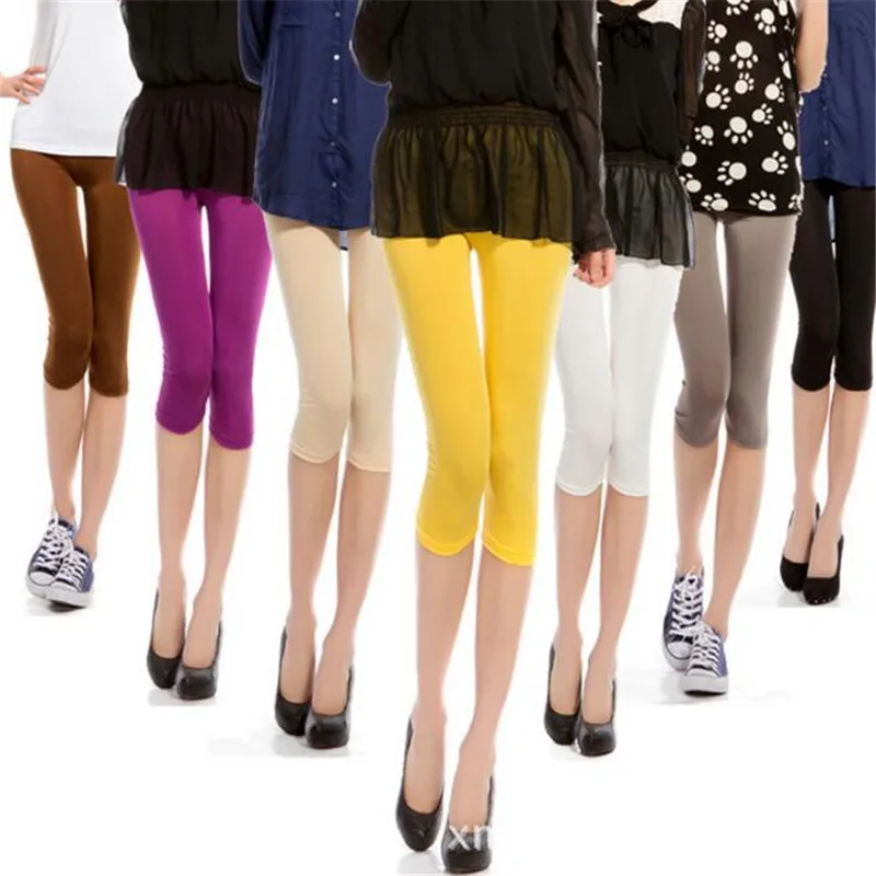 Модные повседневные леггинсы один размер тонкие однотонные с высокой талией