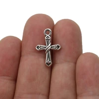 30pcs tibetan silver plated cross charms pendants for jewelry making bracelet diy accessories 21x14mm
