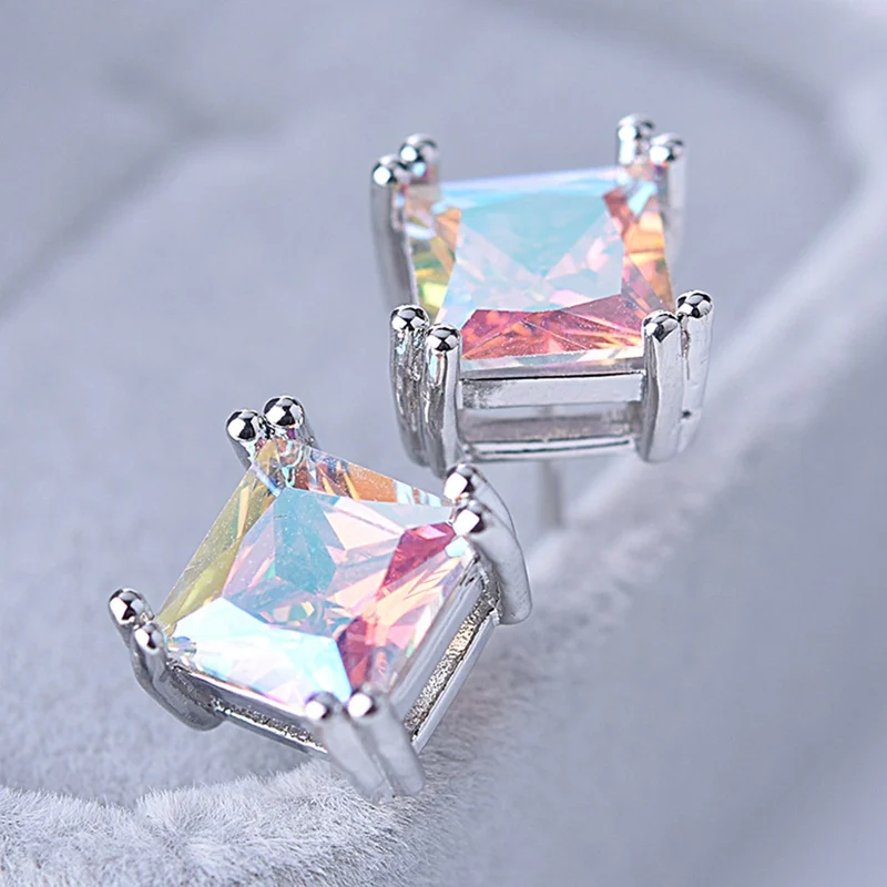 1 пара носков с геометрическим принтом радуги циркониевые серьги серебро Цвет