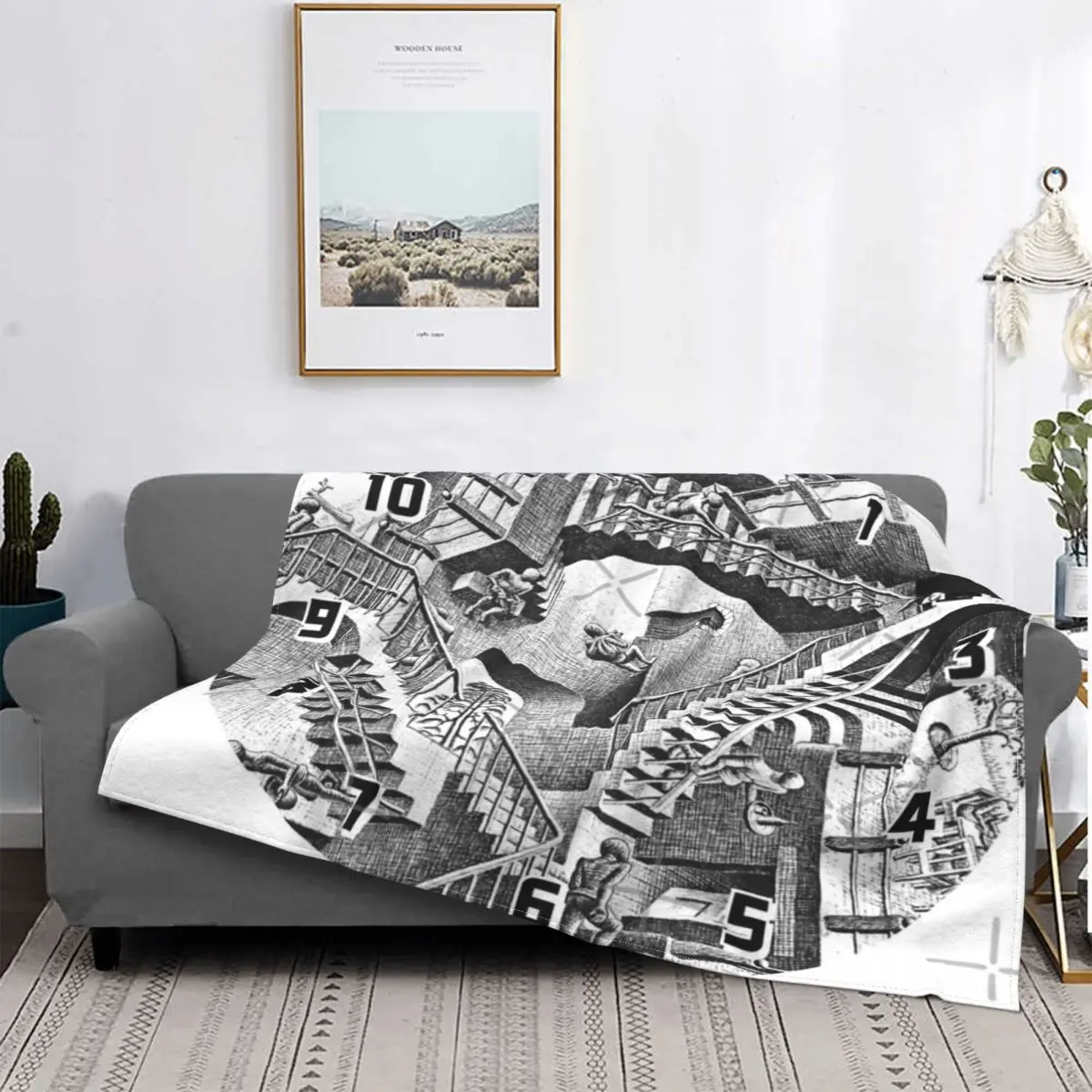 

Плед MC Escher для релятивной системы, роскошное покрывало для кровати, дивана, пикника, домашний текстиль