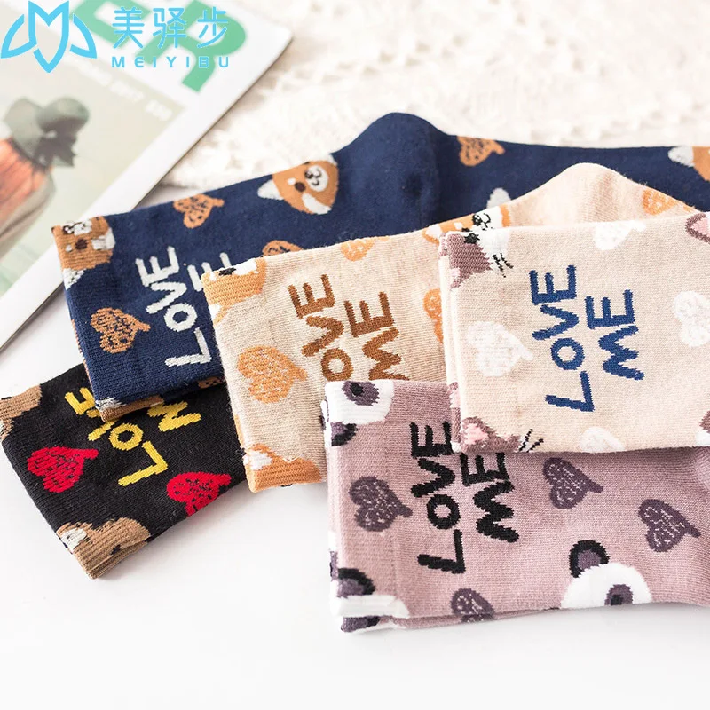 Socks Women Spring and Summer 12 PAIR PER SET Wholesale Cotton Women's Socks Alphabet Animal Socks
