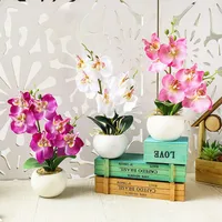 Artificial Butterfly Orchid Flower Bonsai Silk Fake Flower Plants Potted Home Bedroom Office Decor Weddings Party Site Decor