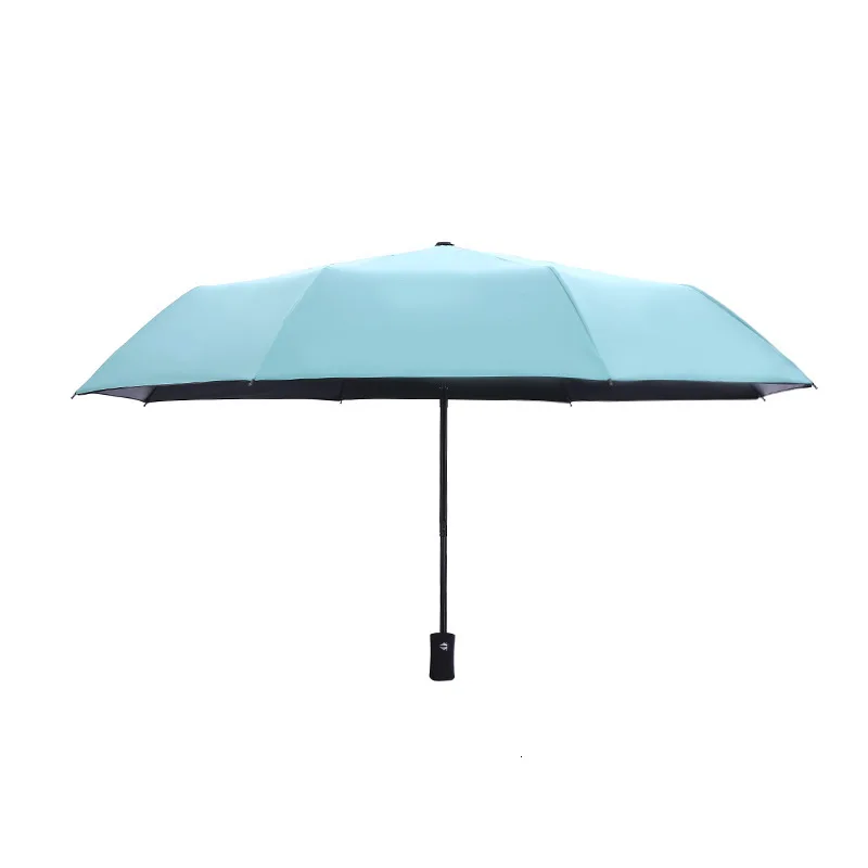 Small Fresh Solid Color Fully Automatic Umbrella Male Maɺm Sunscreen Defence Ultraviolet Rays Sunshade Three Fold Student | Дом и сад