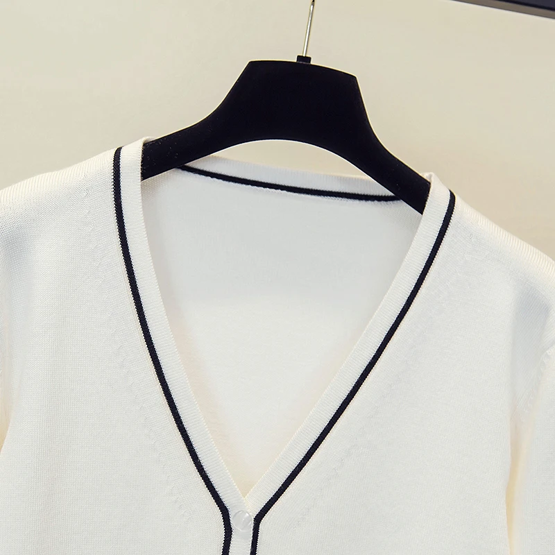 Женский кардиган с V-образным вырезом свободный трикотажный жакет открытым