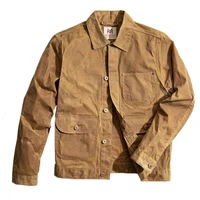 oil wax jackets for men pocket khaki denim pocket jacket vintage casual coat cotton solid slim jackets tops