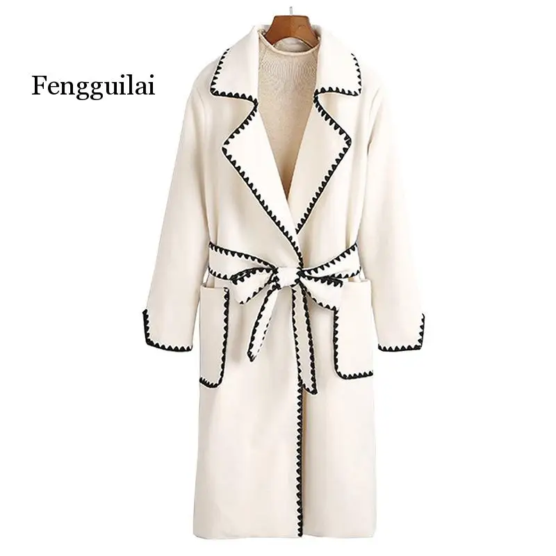 Autumn And Winter New Casual Fashion Women Jacket Loose Plus Solid Color Wavy Side With Wool Coat