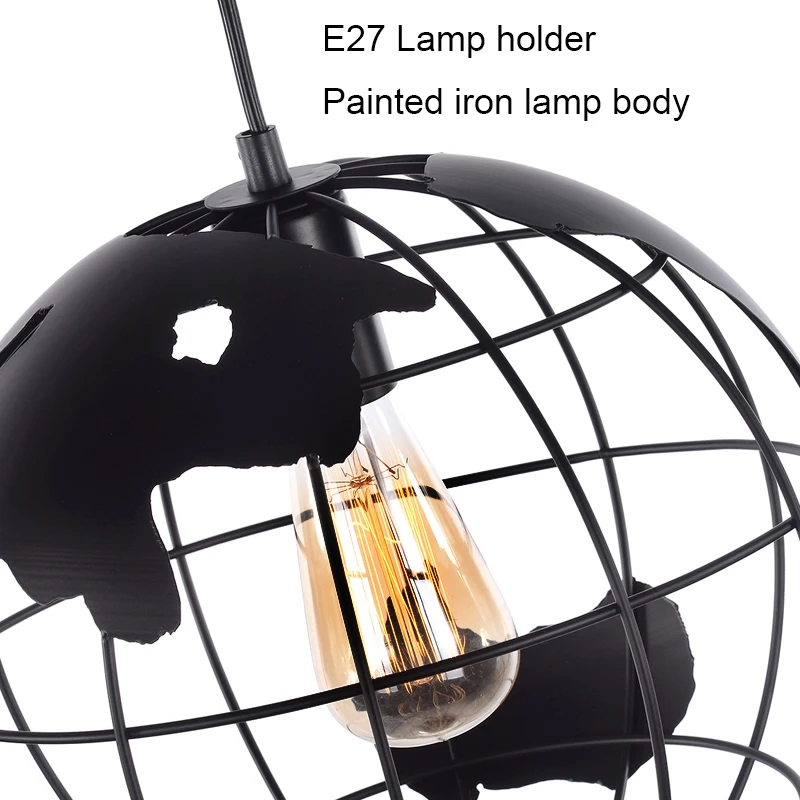 

Modern Industrial Pendant Light Earth Pandent Lamp Vintage Iron Hanglamp Diamond Pyramid Cage Dining Room Kitchen Island Bar E27