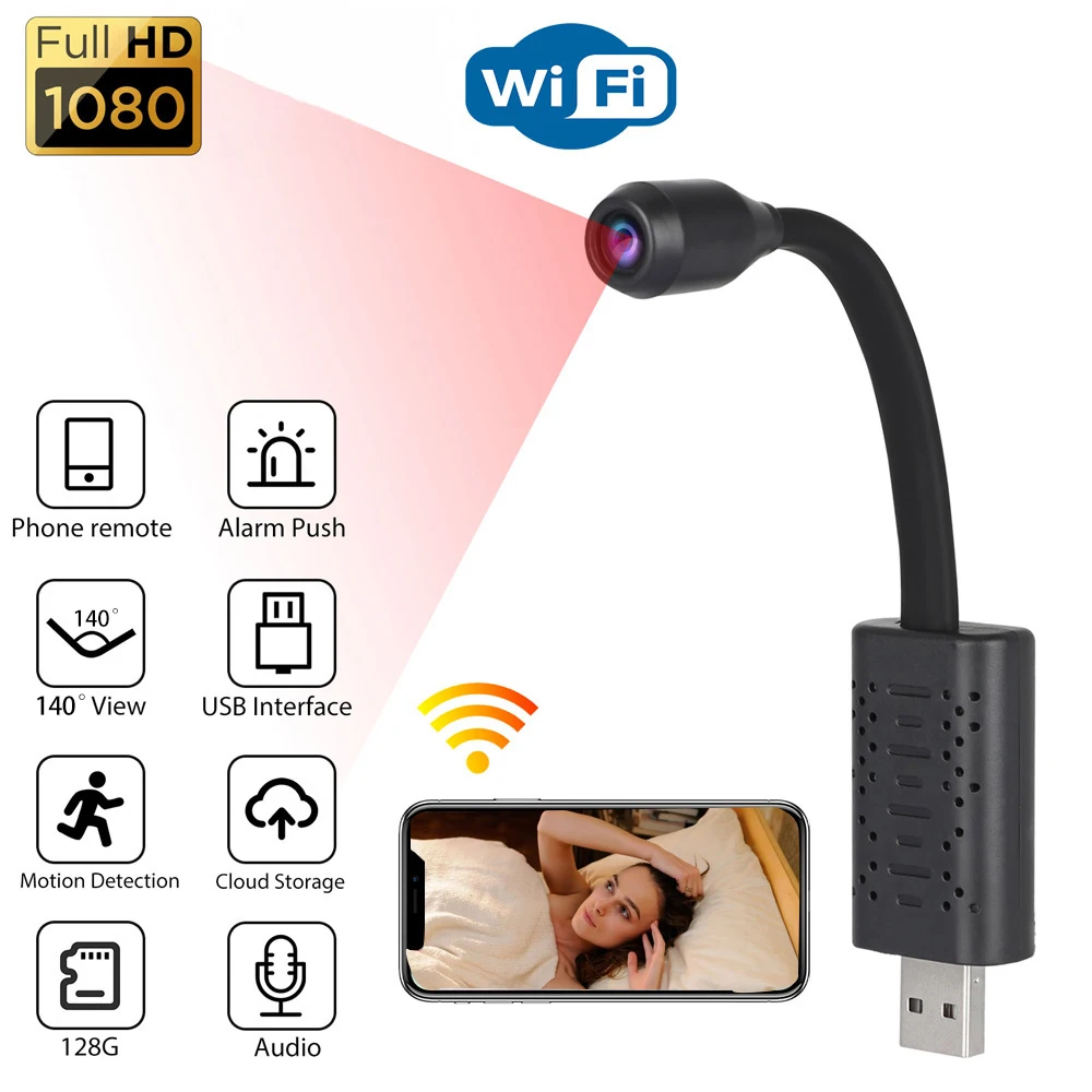Умная миниатюрная IP камера HD с Wi Fi и USB в режиме реального времени AI наблюдения