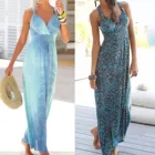 Платье женское летнее, длинное, на бретельках, с V-образным вырезом, летнее, 2021