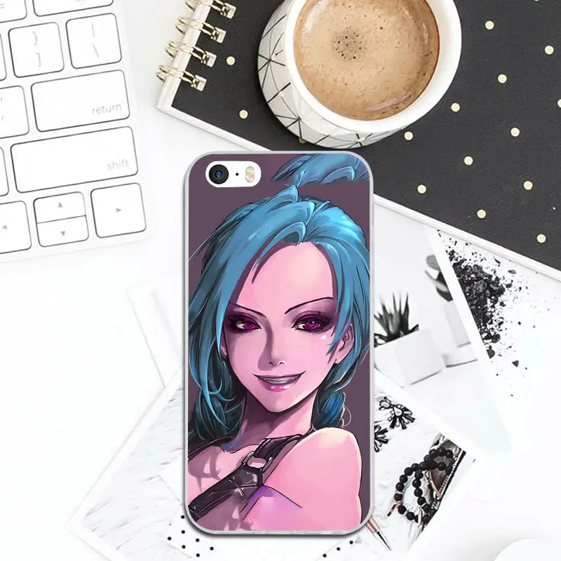 Мягкие силиконовые чехлы League of Legends Jinx для мобильных телефонов из ТПУ Iphone 4 4s 5 5S 5C SE