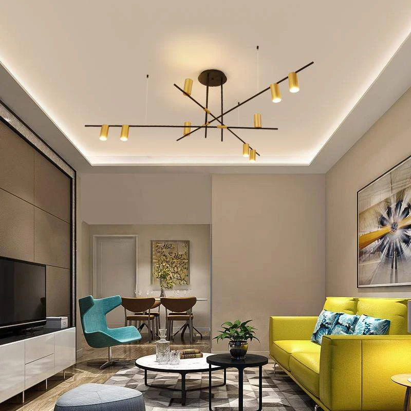 IKVVT подвесная люстра золотая линия креативный дизайн для отеля ресторана спальни