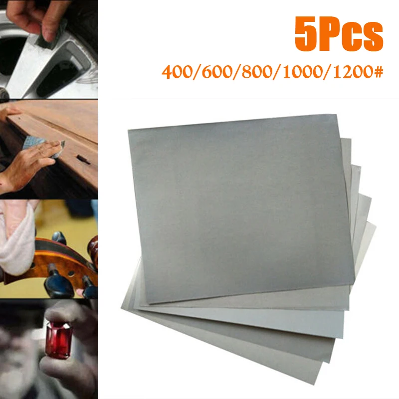 

5PCS 28*23cm Wet And Dry Sandpaper (400/600/800/1000/1200 GRIT 1pcs/set)