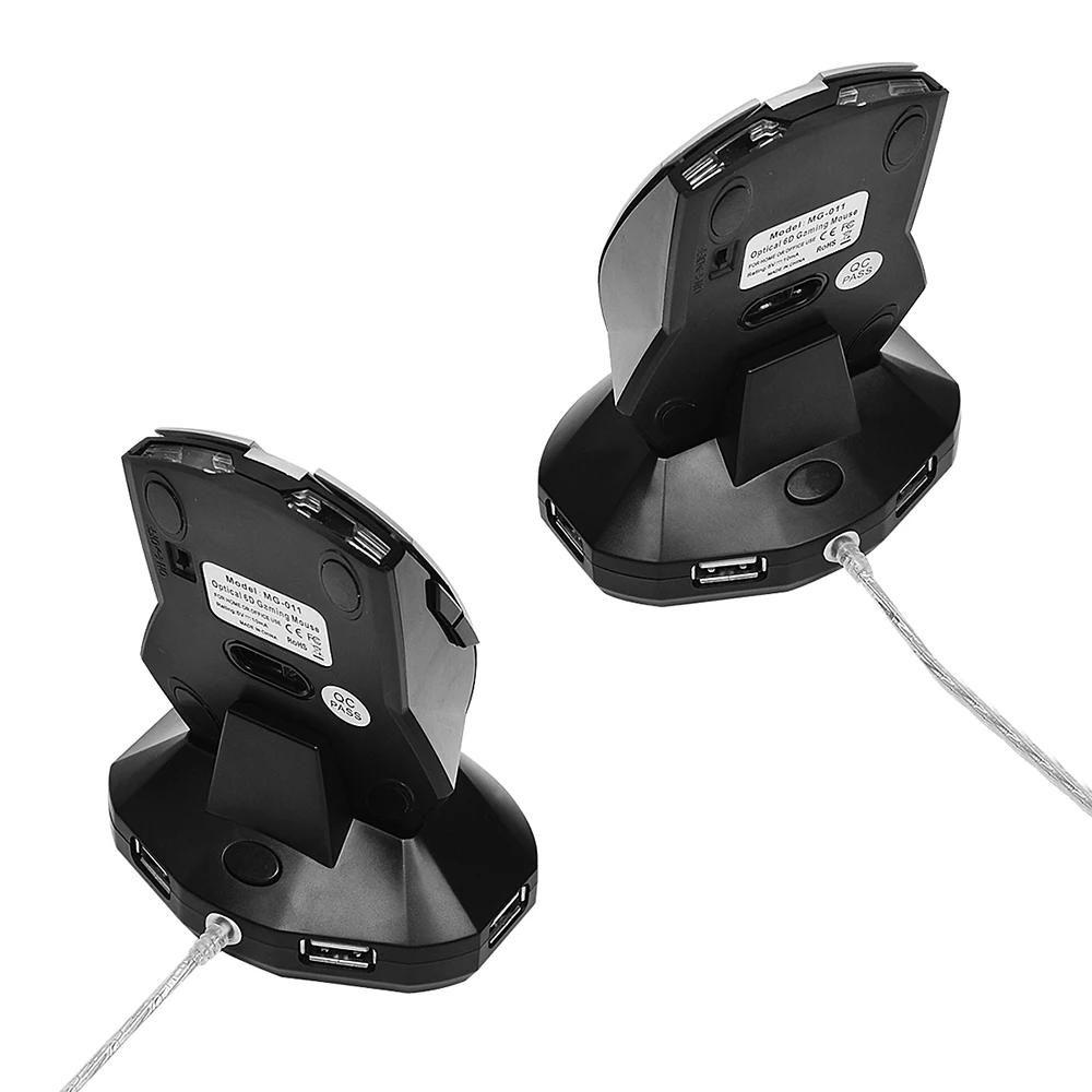 Игровая мышь 2 4G Беспроводная перезаряжаемая оптическая 6D с 4 портами usb хаб