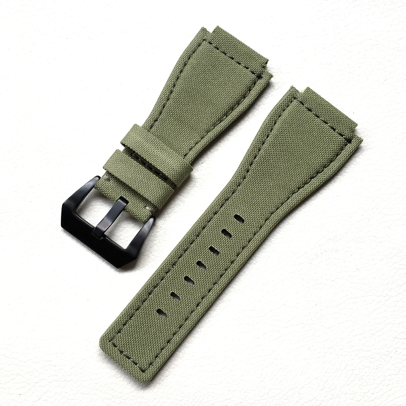 MERJUST 34mm*24mm Camo Army Green Nylon Canvas Watch Strap For Bell Series BR01 BR03 Watchband Bracelet Belt