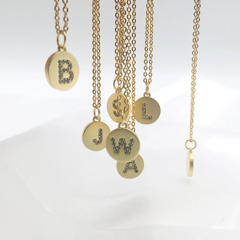 Цепочка с буквами алфавита изящное ожерелье из латуни 26 дисками медными циркония