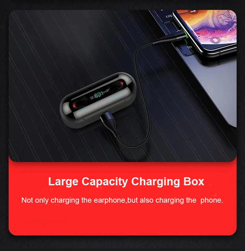 TEBAURRY TWS V5.0 Bluetooth наушники беспроводные наушники мини беспроводные наушники 6D Hi-Fi стереогарнитура с внешним аккумулятором на 3500 мАч