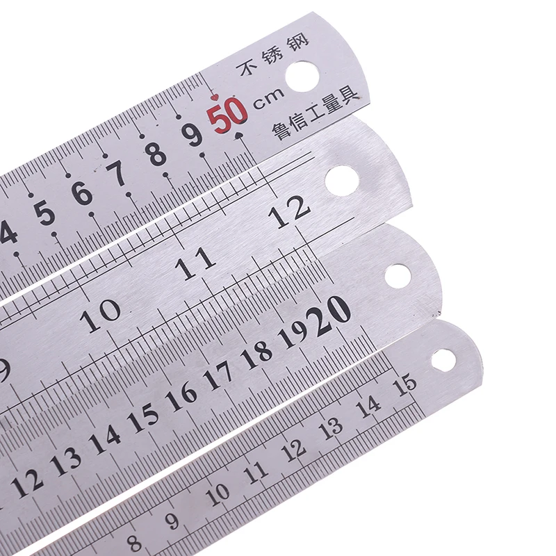 

Sewing Tool Accessory 15/20/30/50cm Stainless Steel Metal Ruler Metric Rule Precision Double Sided Measuring