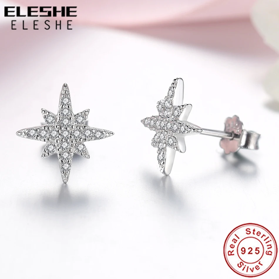 Женские свадебные серьги гвоздики ELESHE из стерлингового серебра 925 пробы с