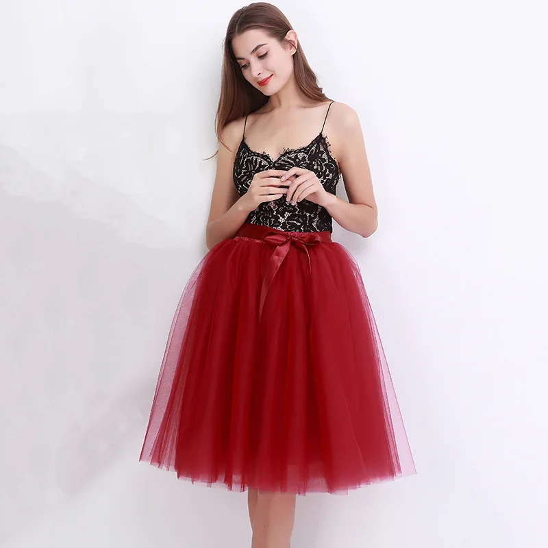 Summer Sexy 7 Layer Tulle Skirt Girls Sweet Cute Hollow Out Pleated Elegant Dance Mesh Formal Princess Tutu Skirts High Waist | Женская