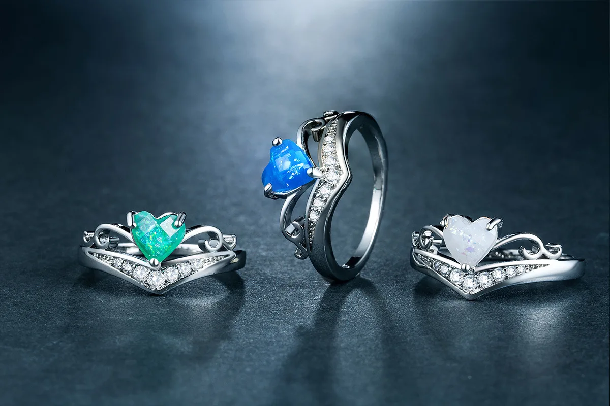 Мода леди сердце кольцо дизайн медный покрытый белым золотом и цирконием