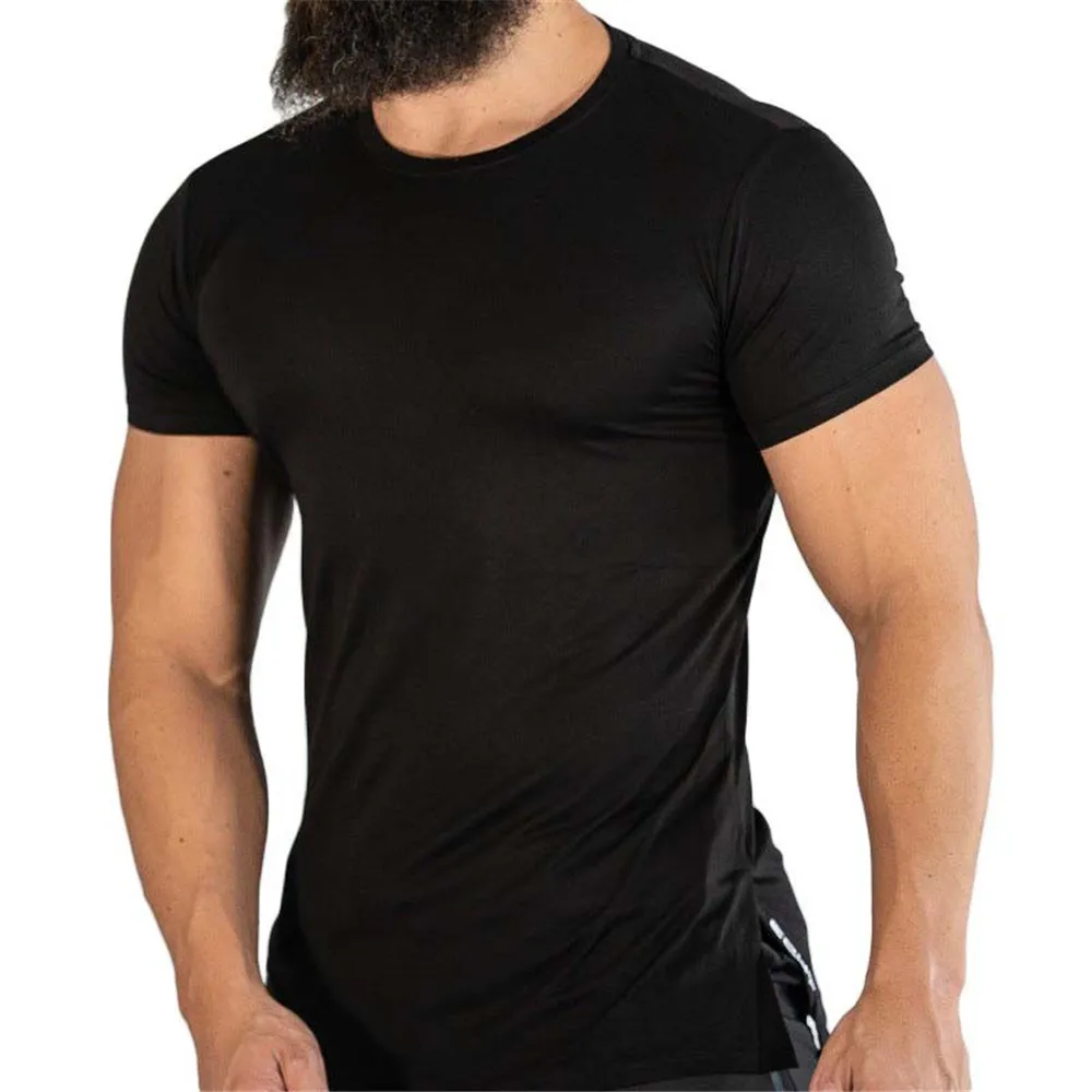 Обтягивающие и атмосферные мужские футболки новый стиль Спортивная футболка для