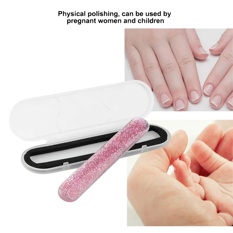 Glass Nail File Crystal Shiner Nano Mini Buffers Block with Portable Case for Natural Nails | Красота и здоровье