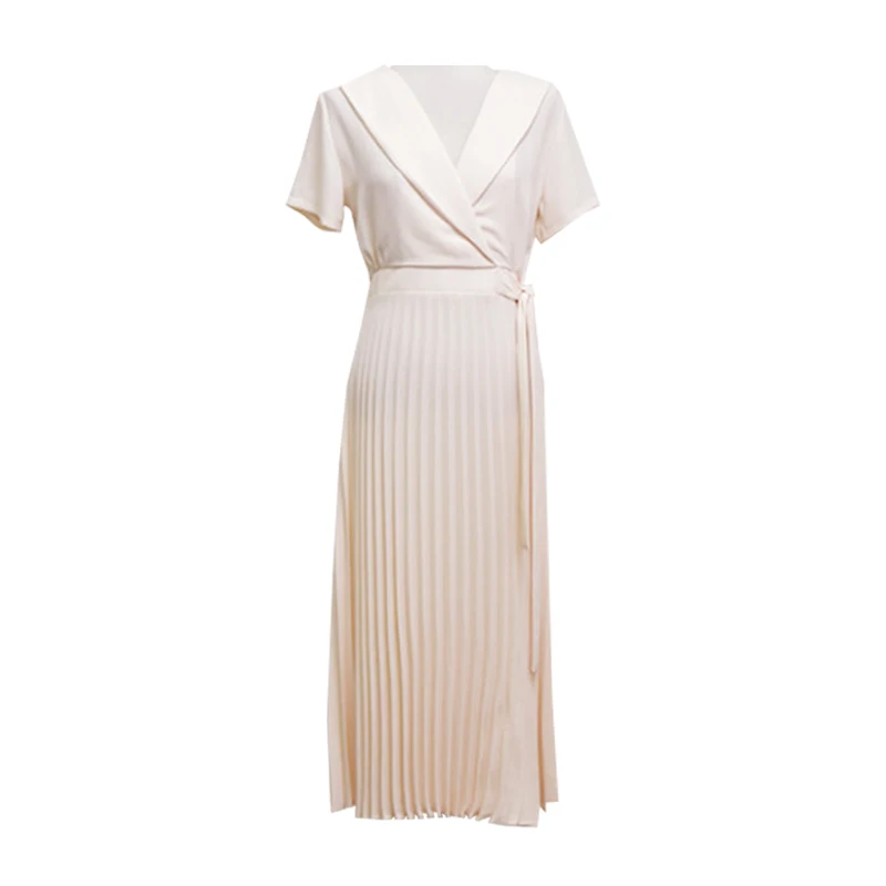 

Summer Gentle Lightly Mature French Minority Scheming One-Piece Pleated Dress Women's Waist Slimming Temperament