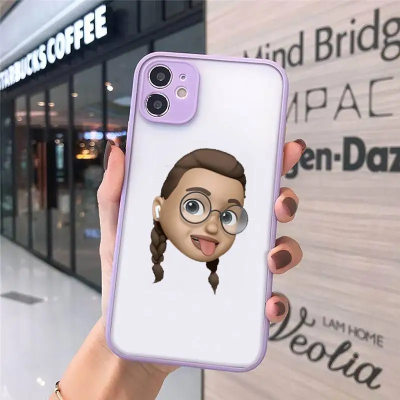 

Cartoon cute 3d girl head Phone Case Matte Transparent for iPhone 7 8 11 12 s mini pro X XS XR MAX Plus cover funda