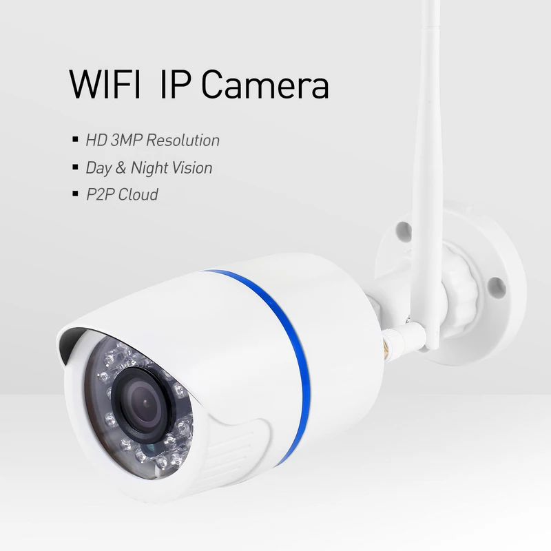 H.265 wifi 3MP/1080 P Водонепроницаемая цилиндрическая ip камера 24LED ночного видения