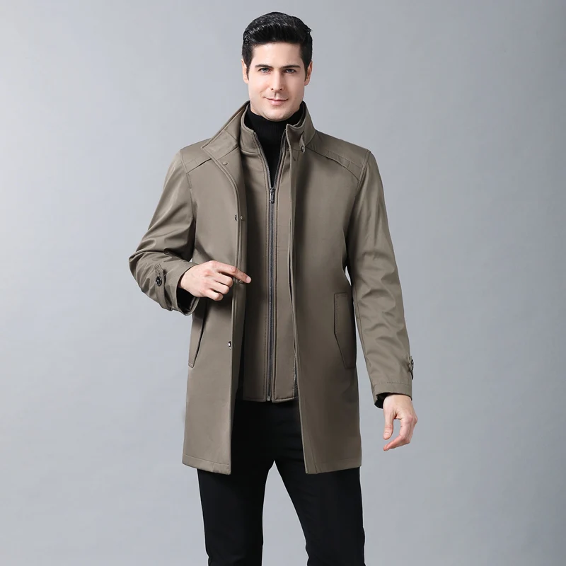 

New Men Coats Autumn Brand Winter Casual Fashion Men's Solid Color Medium Long Section Trench Male