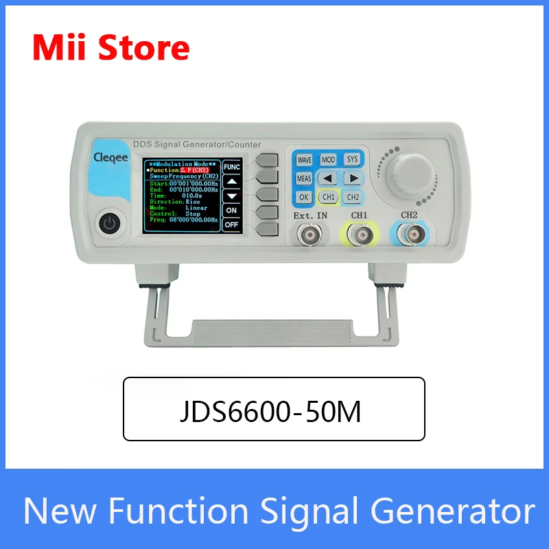 New Cleqee JDS6600-50M JDS6600 Series 50MHZ Digital Control Dual-channel DDS Function Signal Generator frequency meter Arbitrary