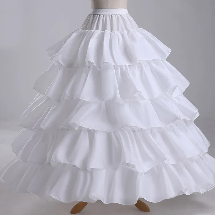 

4 Hoops 5 Layers Wedding Petticoat Underskirt Ball Gown Ruffles Women Petticoat Crinoline Bridal Wedding Accessories