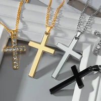 unisex cross necklace for men fashion pendant long style crystal chain 2021 trend party necklace women crosses punk jewelry gift