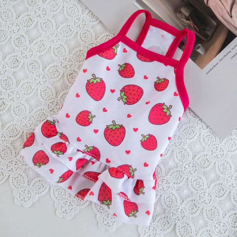 

Summer Pet Fruit Pattern Dress Pretty T-shirts Lovers Suit Small Medium Cat Dog Clothes Polyester Skin-friendly Pet Clothes