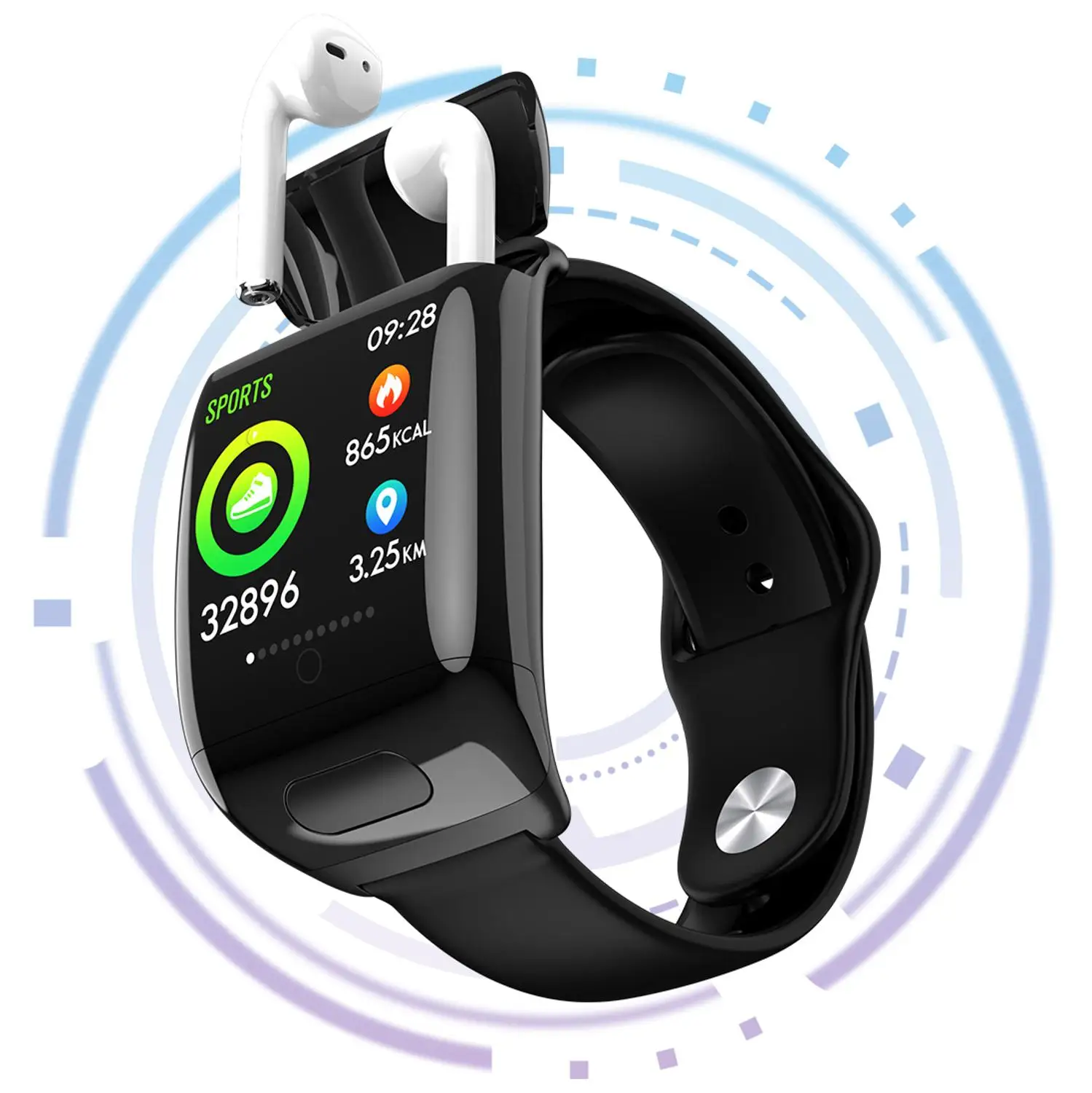 Новые умные часы LIGE с Bluetooth TWS стереонаушники пульсометр умный браслет длительным