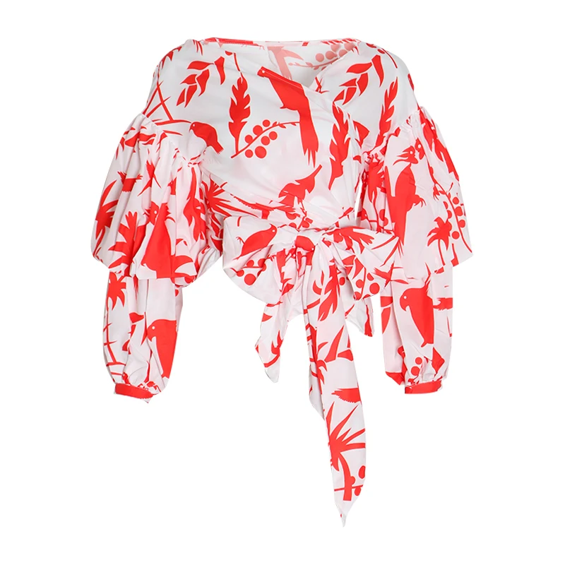 Женская Асимметричная рубашка TWOTWINSTYLE осенняя блузка с бантом v-образным вырезом