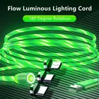 Магнитный кабель со светодиодной подсветкой, кабель Micro USB Type C для зарядки iPhone, магнитное зарядное устройство, кабель типа C, Универсальная линия