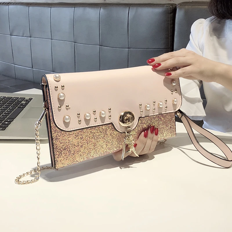 Business Female Clutch Wallet Phone Purse Women Fashion Casual Travel Handbag Chain Shoulder Crossbody Bag Banquet Evening Bag