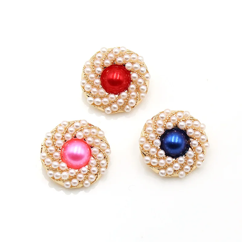 

ZMASEY 10Pcs new alloy 15MM metal pearl buttons, DIY hand-sewn clothing, hair accessories, decorative accessories, crafts